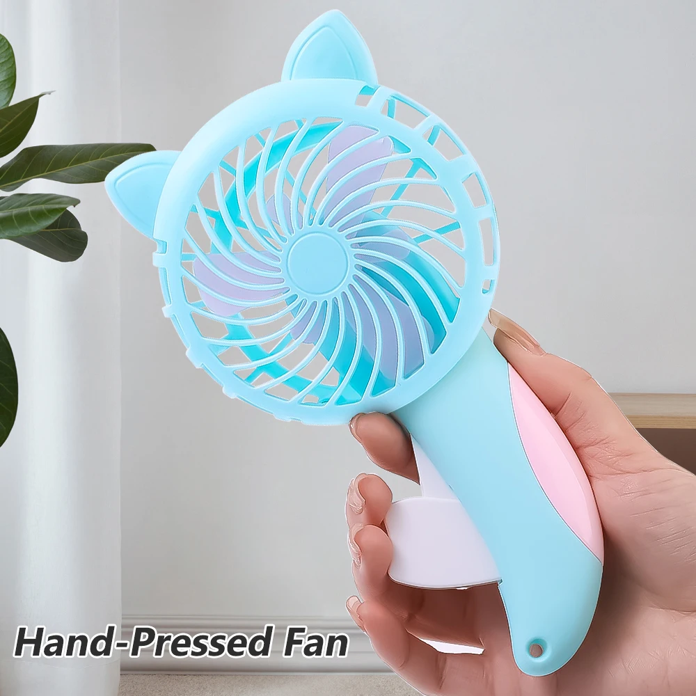 Cartoon Hand-Pressed Hand-Cranked Small Fan Mini Student Portable Hand-Held Fan Manual Children's Toys Summer Cooling