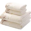 Lace Embroidered Bath Towel Set Microfiber for Adults Colourful Tree Bathroom Face Bath Towels Quick Dry Family Set Large Thick 3