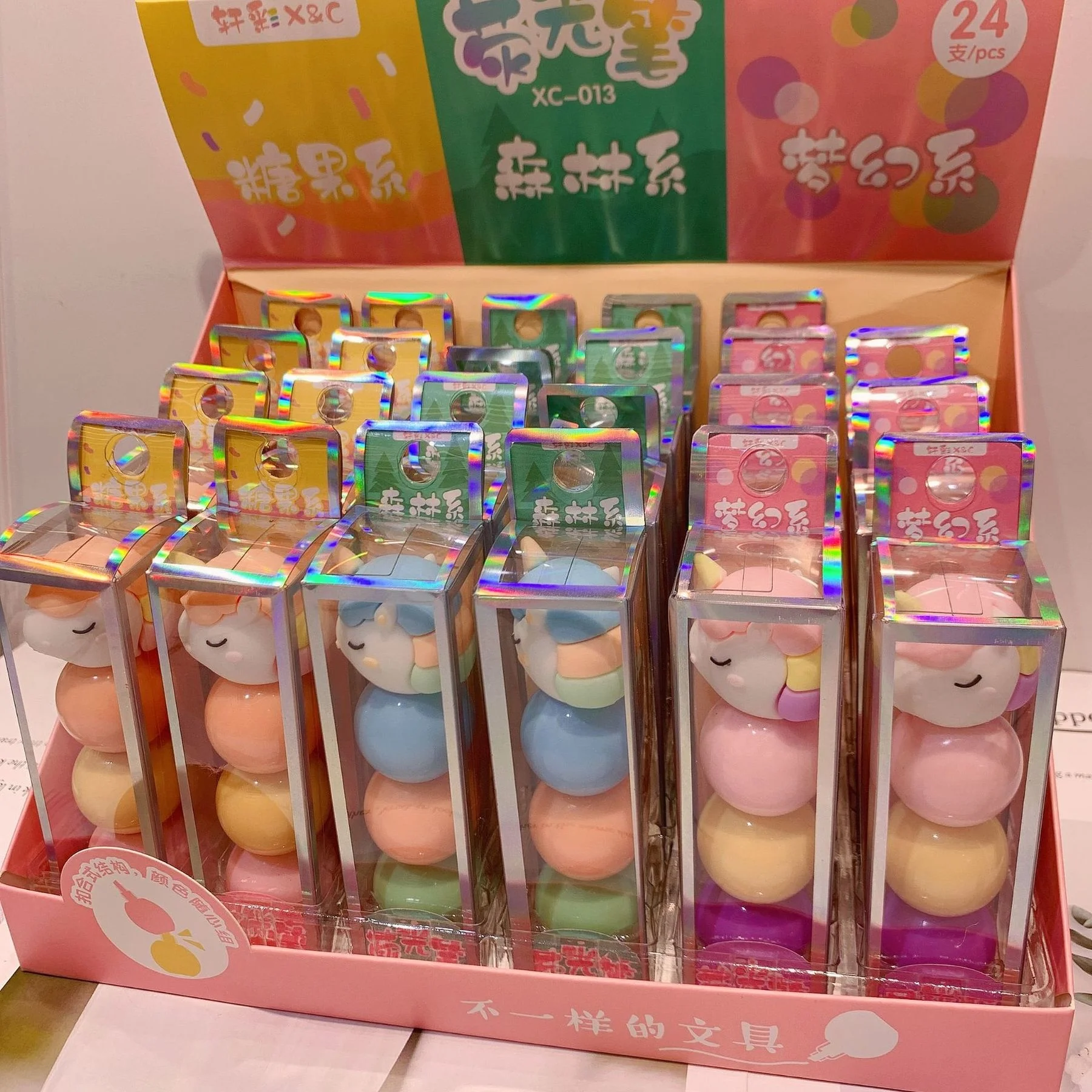 Ellen Brook 1 PCS 4 Color Cute Kawaii Unicorn Macarone Candy Color Highlighter Office School Supplies Gift