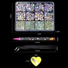 12 Grid Diamond Jewelry Set Nail Jewelry Decorations Shiny Rhinestone Nail Stickers for DIY Nail Art Accessories 5