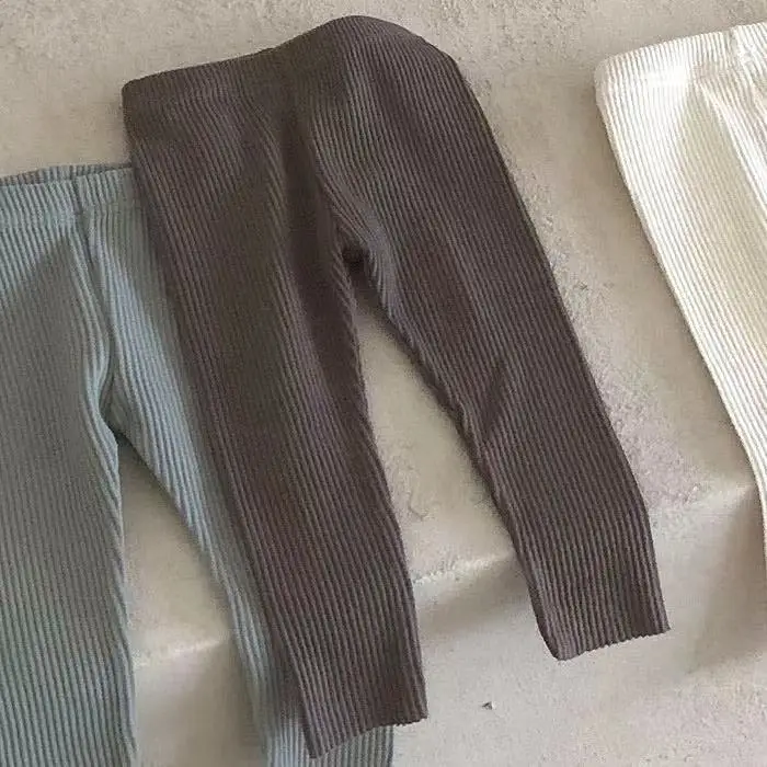 Autumn New Baby Solid Ribbed Leggings Infant Tights Toddler Simple Stretch Pants Boys Girls Cotton Casual Trousers Kids Clothes 2