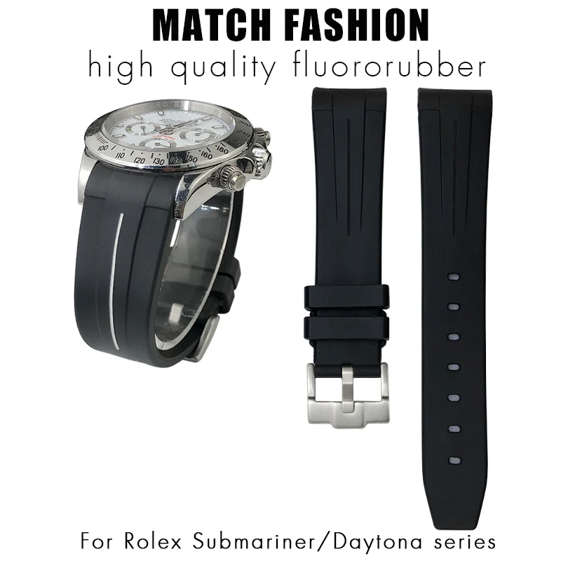 Cinturino In Gomma Fluorosa Di Alta Qualità 19Mm 20Mm Per Rolex Submariner Per Hulk Gmt Milgauss Yacht Master Fluororubber Fkm Strap