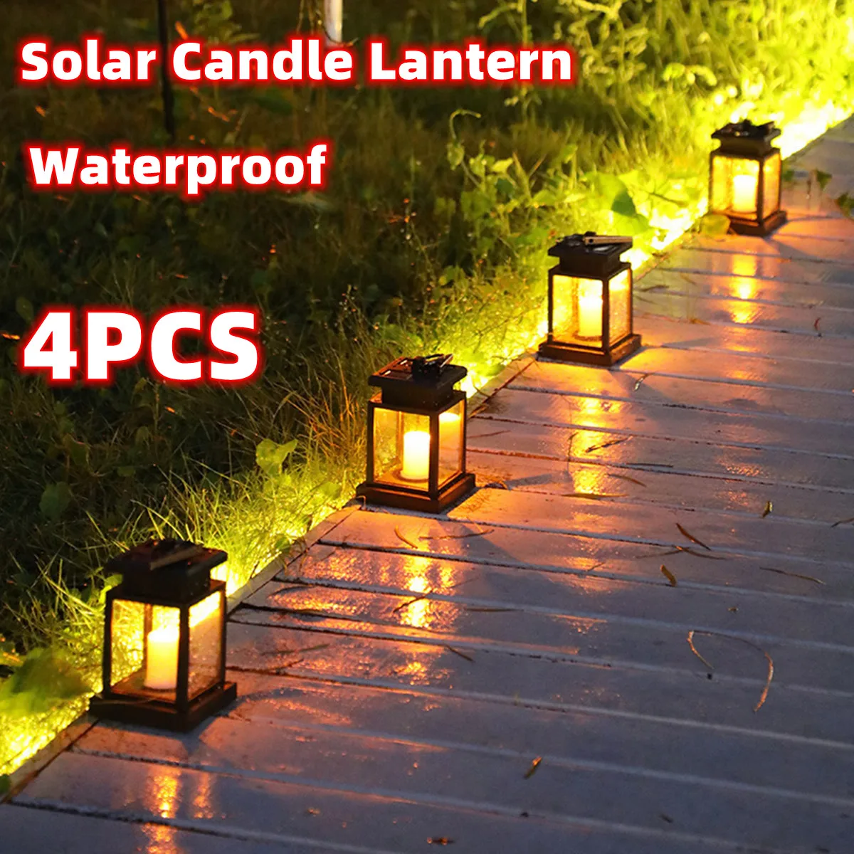 Solar Led Lantern Garden Solar Lamps Outdoor Hanging Candle Lamps Retro