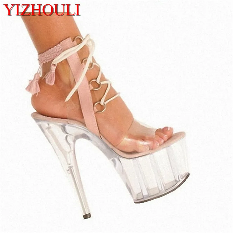 

Sexy 15CM Super-High Heels The Nightclubs Princess Crystal Shoes High-Heeled dance shoes