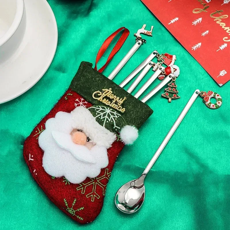 Description Picture 6 of itemCreative Christmas Spoon with Elk Christmas Tree Pendant Stainless Steel Coffee Tea Spoon Dessert Scoop Xmas Decoration Gifts