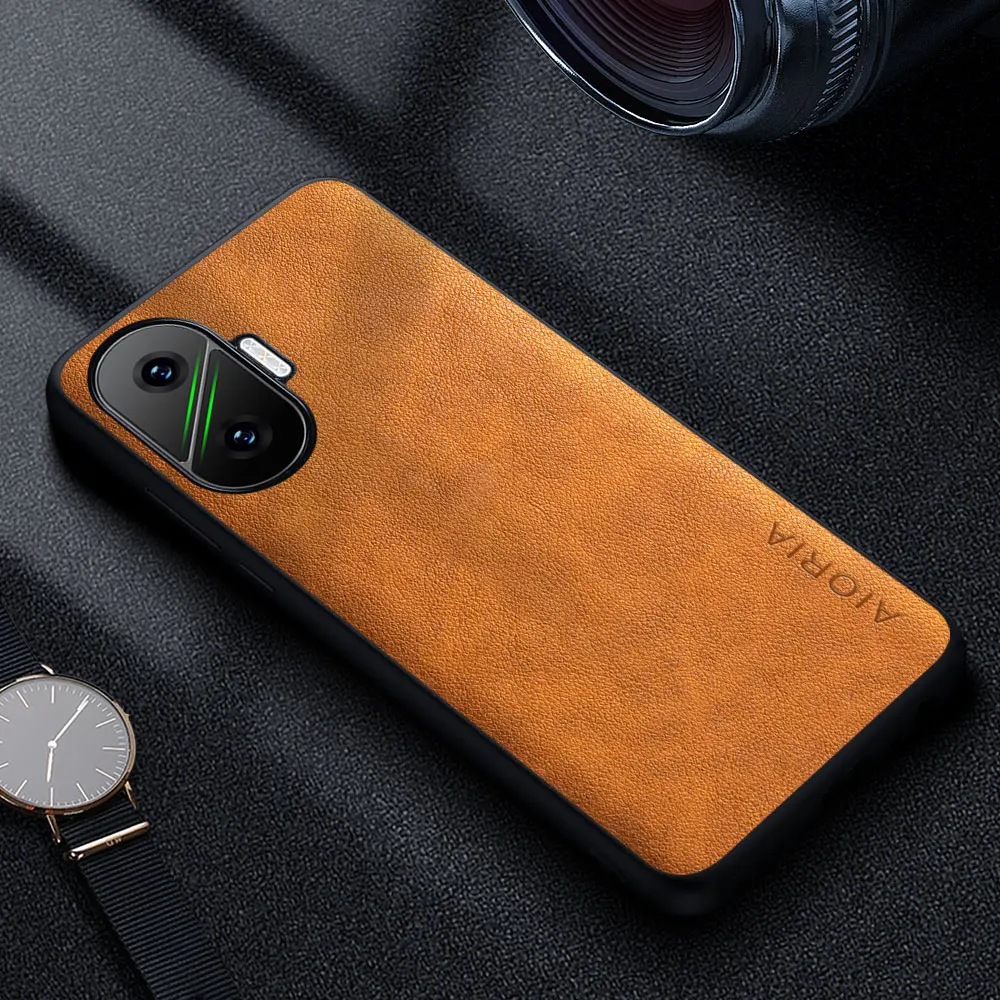 Premium Luxury Leather Phone Case - Retro Business Style Solid Color Cover