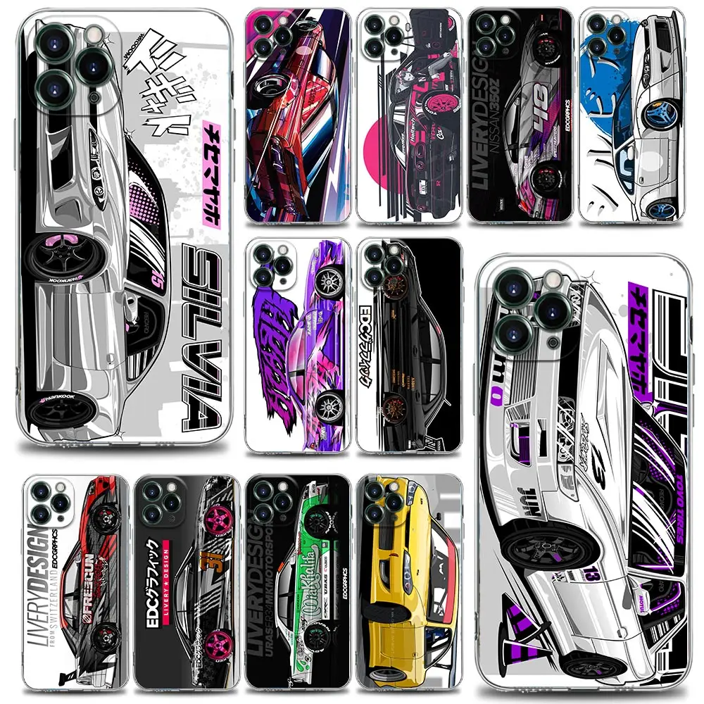 Jdm Drift Tokyo Sports Car Shell Case Per Iphone 15 11 12 13 14 Pro Max Mini Se Xs X 7 8 Plus Soft Cover Posteriore Trasparente Fundas