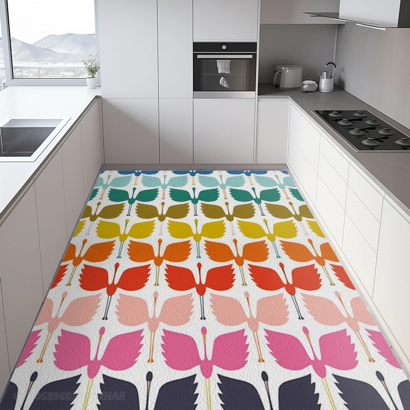Japanese Style Decorate Kitchen Mats Non-slip PVC Water-proof Oil-proof Soft Mat Easy-to-clean Impermeable Mats Ковер Tapis 러그 2