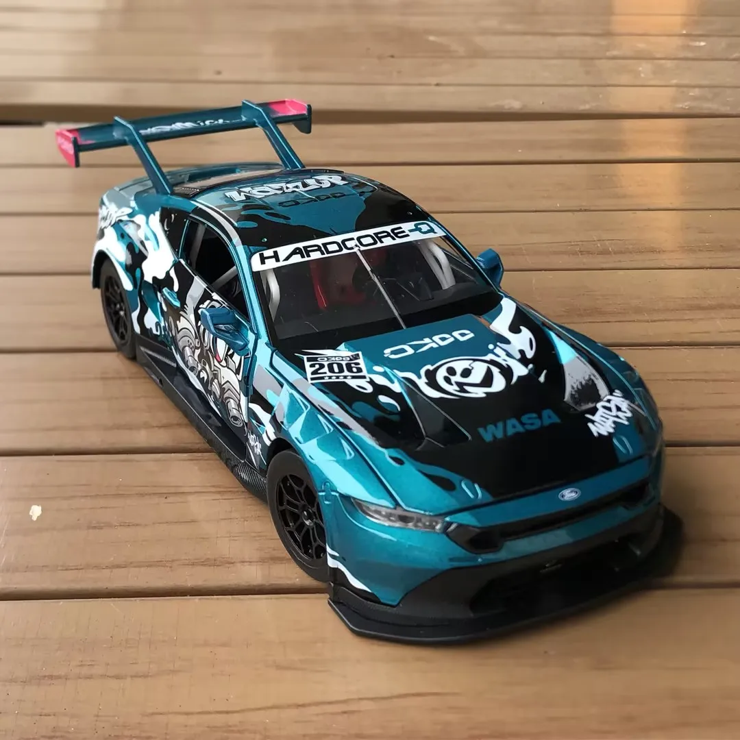 1:24 포드 머스탱 GT3 한정판 슈퍼카 합금 금속 다이캐스트 모델 자동차 홈 유행 및 데스크탑 디스플레이 장식 생일 장난감