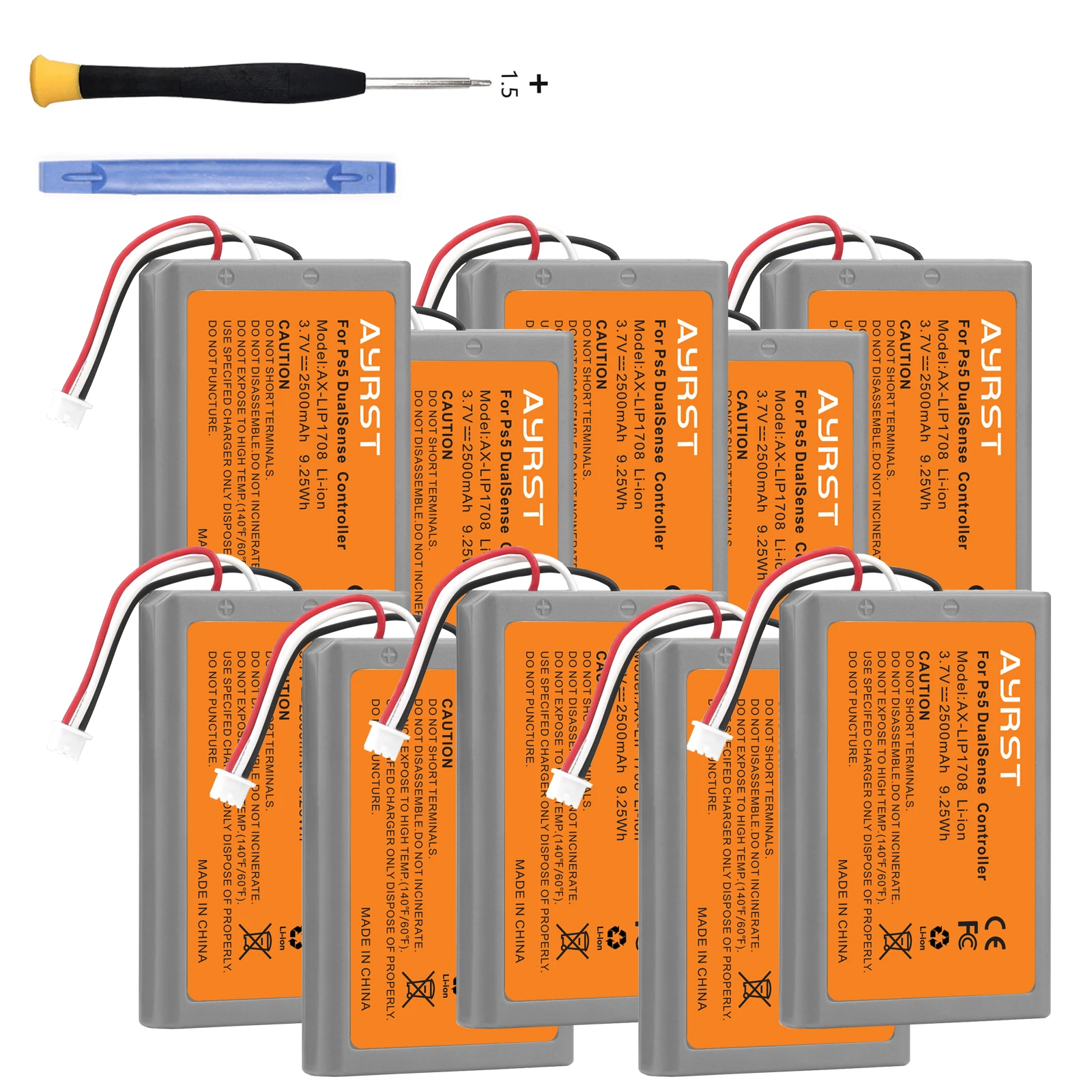 

10 Pcs 2500mAh LIP1708 Battery for Sony PlayStation 5 PS5 DualSense CFI-ZCT1W Wireless Controller Replacement Game Batteries