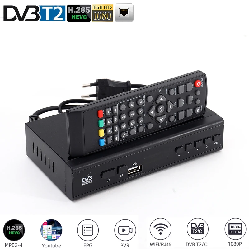 New-HEVC-265-TDT-Terrestrial-TV-Receiver-DVB-T2-H-265-HD-Decoder-EPG ...