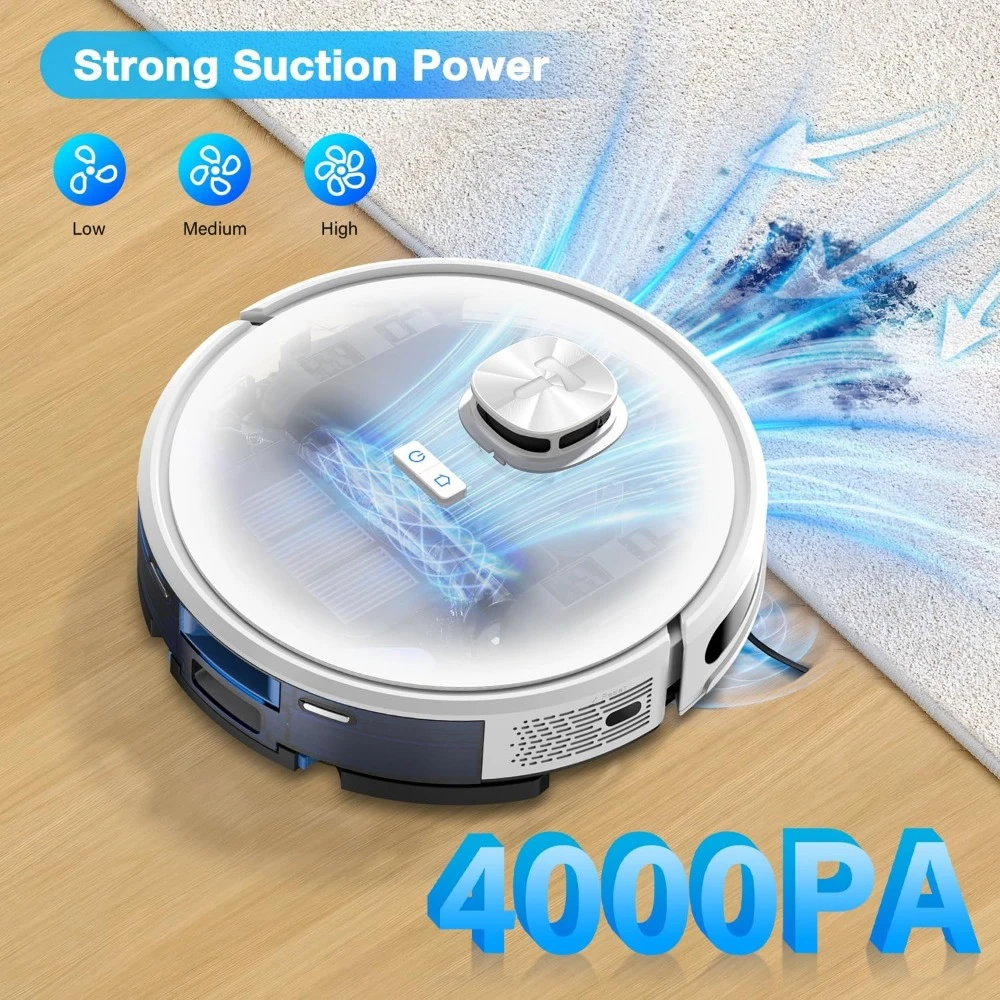 Commercial Washing Robots, 4000Pa Suction Robotic Vacuum Cleaner, 150Mins Max & Smart Mapping, Robot Vacuum and Mop Combo