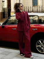 Bornladies Cotton Casual Pants Sets Women's Solid Color Cozy Lapel Long Sleeve Shirt Summer Outfit Elastic Waist Pants Suits - Image 3