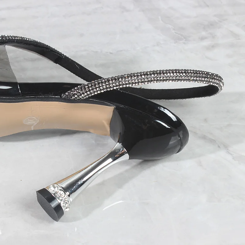 Women's Shoes 2024 Summer New PVC Crystal Back Strap High Heels Fish Mouth Stiletto Fashion Party Sexy Women Sandals