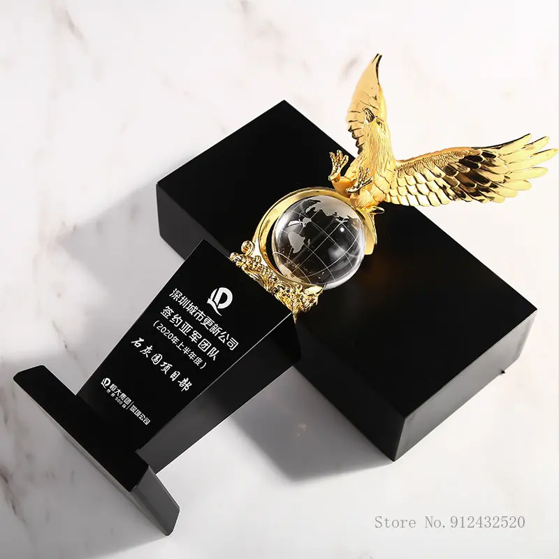 Crystal Eagle Crystal Trophy, Eagle Shape Trophy, Customized Lettering Award, Creative Souir, Home, Living Room Office Decor 1pc