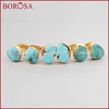 Freeform 18k Gold Plated Natural Turquoise Stud Earrings for Women Natural Stone Energy Healing Earrings for Women Gift for Her 2