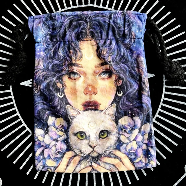 13X18Cm Rejtélyes Lány Bársonyos Tarot Kártya Tároló Táska Társasjáték Mini Húzózsák A Rajongóknak Tasak Utazási Ajándék - Image 2