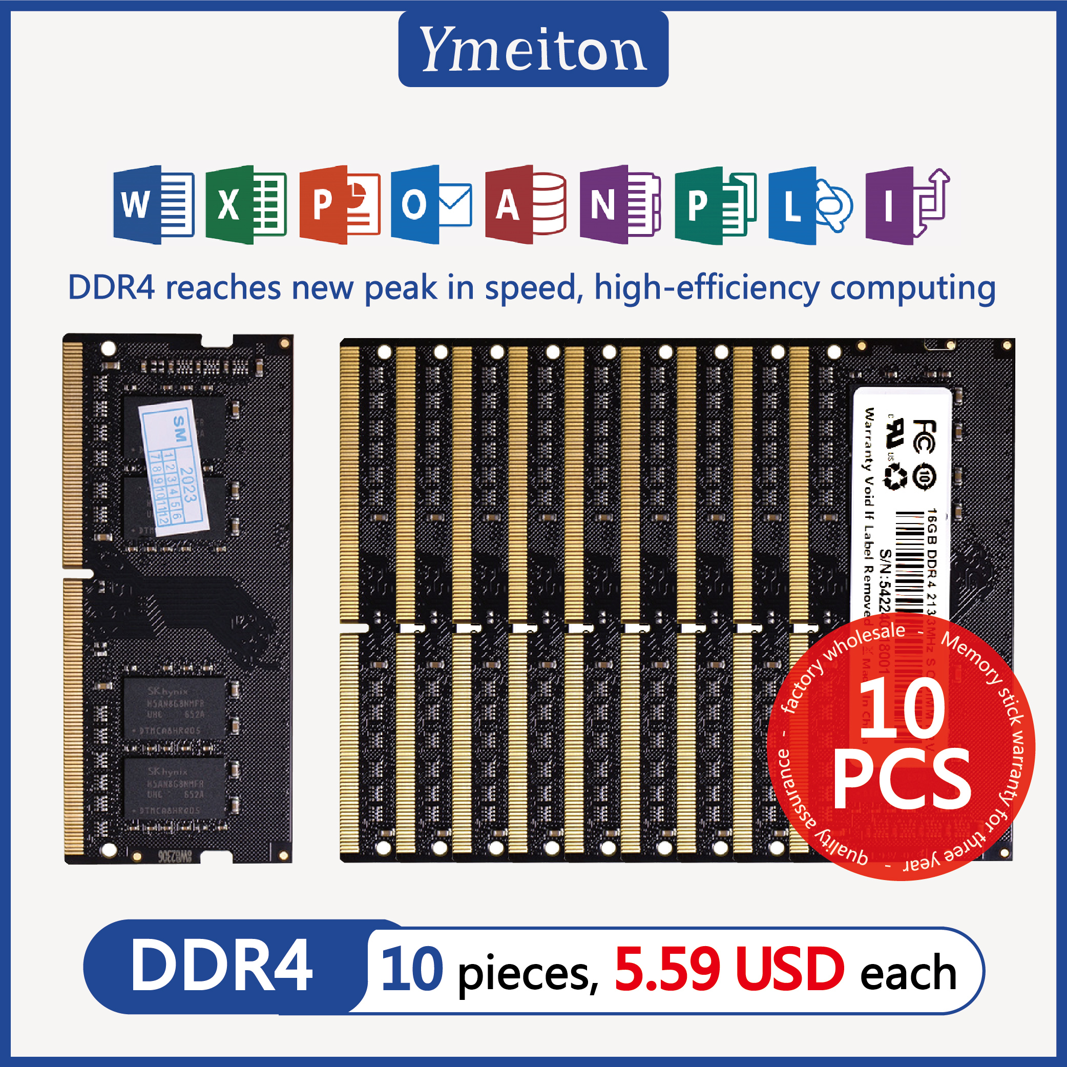 10 PCS Ymeiton memoria ram ddr4 4GB 8GB 16GB 32GB ram 2400MHz 2666MHz 3200MHz para notebook Wholesales