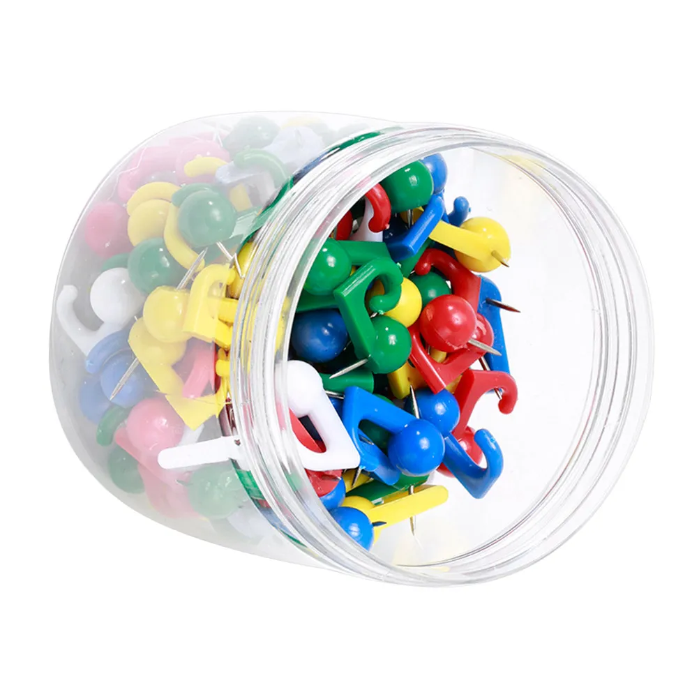 100개 다채로운 플라스틱 푸시핀 (스틸 팁 포함) 사진 벽 장, 소파 쿠션 고정용, 의류 위치 지정용