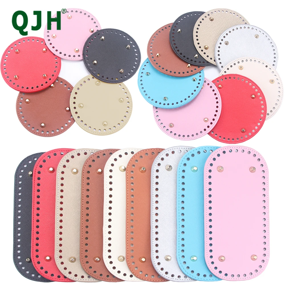 Knitting Supplies Knitting Material Weaving Tools QJH 1 Pcs PU Leather Oval/Round Long Knitting Crochet Bags Bottom for Thick Yarn DIY Weaving Home Decor Purse Making