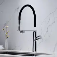 ก๊อกน้ําห้องครัวทองเหลืองสีเทาปืนหรู 1 รู ด้ามจับคู่ ระบบควบคุมคู่เย็นและร้อน พร้อมน้ํากรอง อ่างล้างจานสองฟังก์ชั่น Tap 3