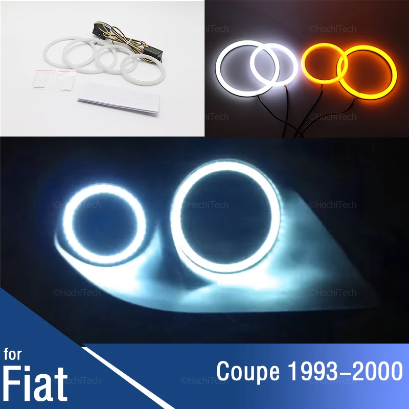 Car Angel Eyes Rings Led Car Headlight Drl Daytime Running Light Per Fiat Coupe 1993-2000 Indicatori Di Direzione Bianco Giallo Drl