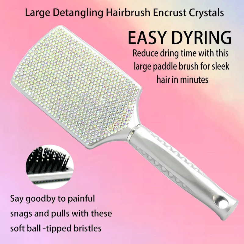 4 Piece Hair Tools Set Rhinestone Flat Iron Heating Comb Hair Blow Dryer Set Bling Hot Tools Set for Hair Stylist 5