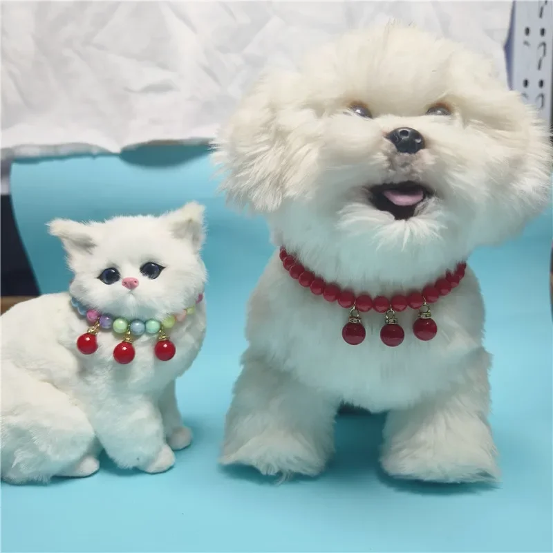 애완동물 컬러 진주 목걸이, 조절식 고양이 목걸이, 3 다이아몬드 진주 펜던트, 개 고양이 용품, 공주 개 액세서리, 핫 세일