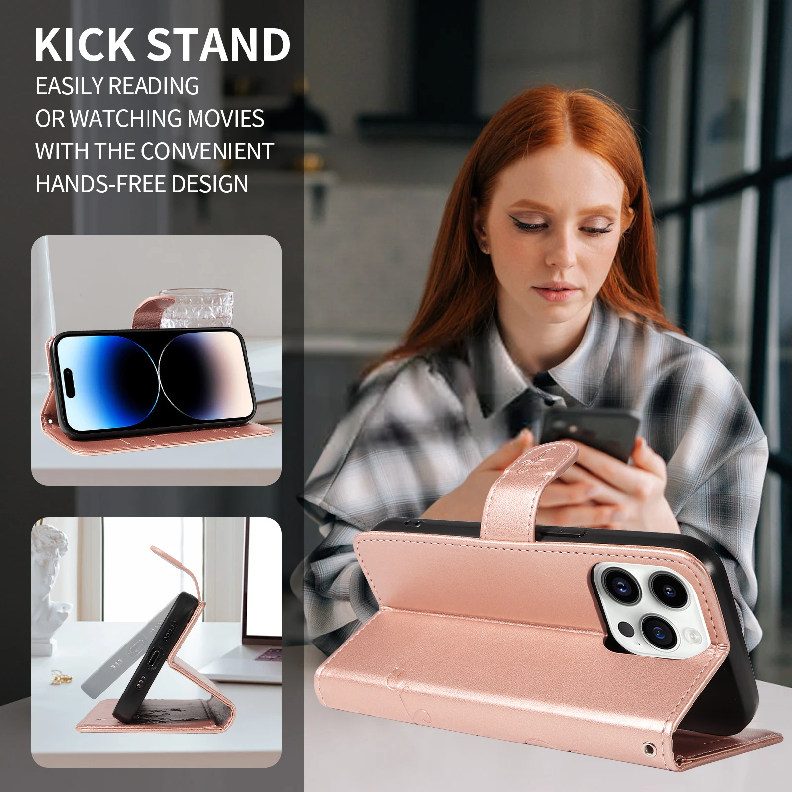 Luxurious Leather Wallet Phone Case with Card Holder and Magnetic Closure