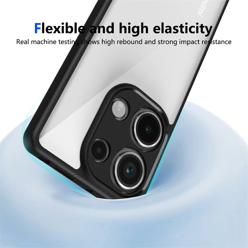 Luxury Shockproof Clear Phone Case with Silicone Bumper and Hard PC Cover