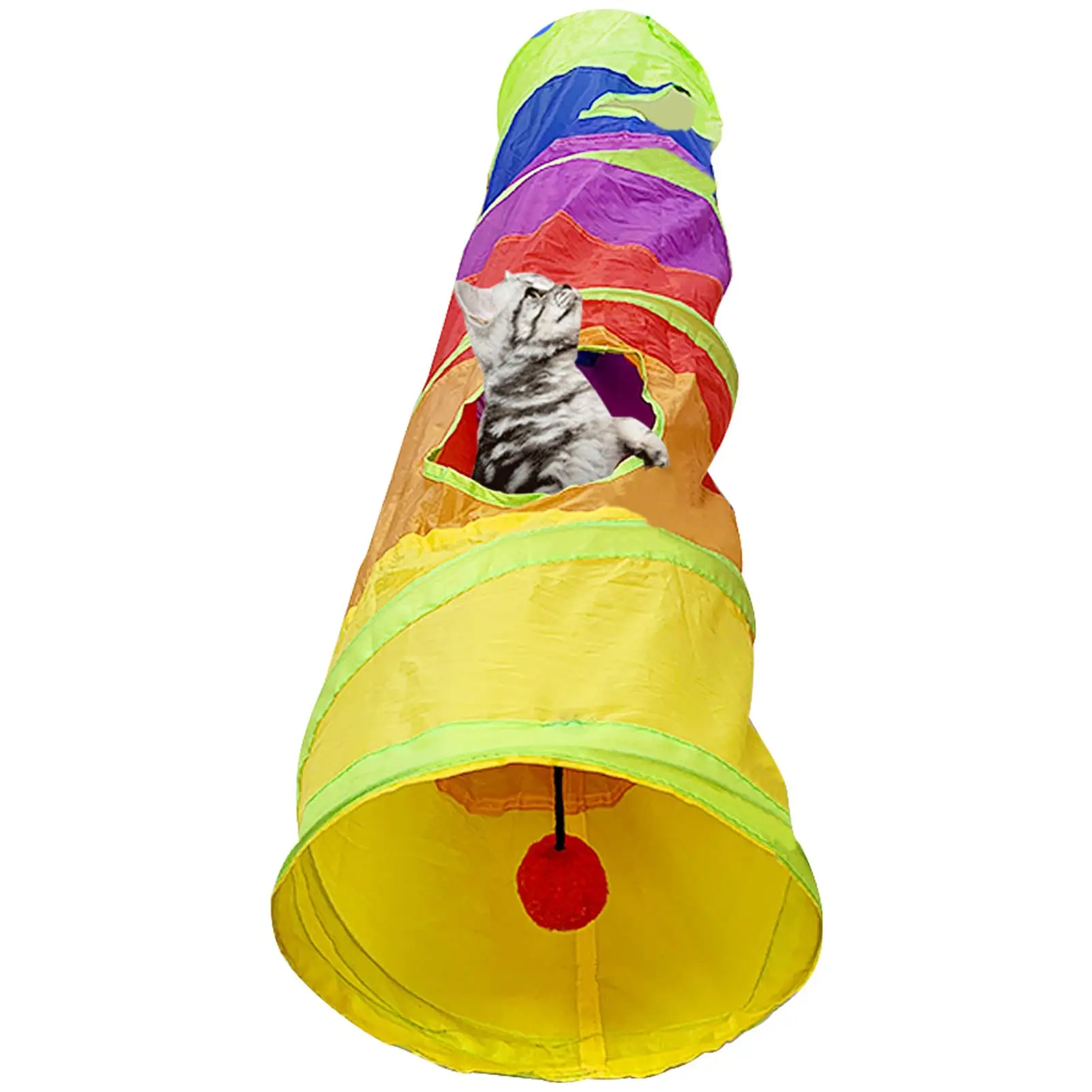 Rainbow Cat Tunnel S-shaped Pet Cat Tunnel Tube Interactive And Scratch-resistant Kittens Rabbits Puppies Play Tube Toys 2pc set natural mint collapsible funny pet cat play tunnel tubes kitten puppy ferrets rabbit toy cat tunnel and mint 50 25 25cm