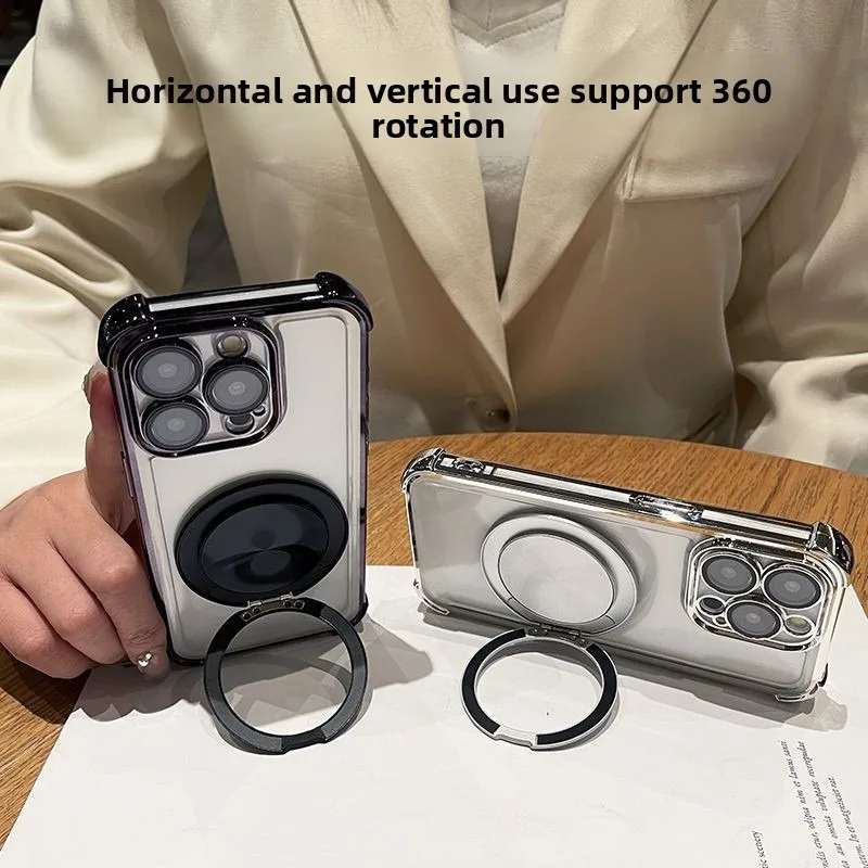 Luxury Shockproof Clear Phone Case with Magnetic Bracket Holder