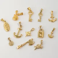 RHYSONG 316L Stainless Steel With 18K Gold Plated Angel Lock Love Key Anchorr Axe Guitar Portrait Pendant Jewelry For Women Diy 1