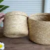 Handmade Straw Woven Storage Basket With Lid Snack Organizer Storage Box Laundry Baskets Rattan Storage Flower Basket 3