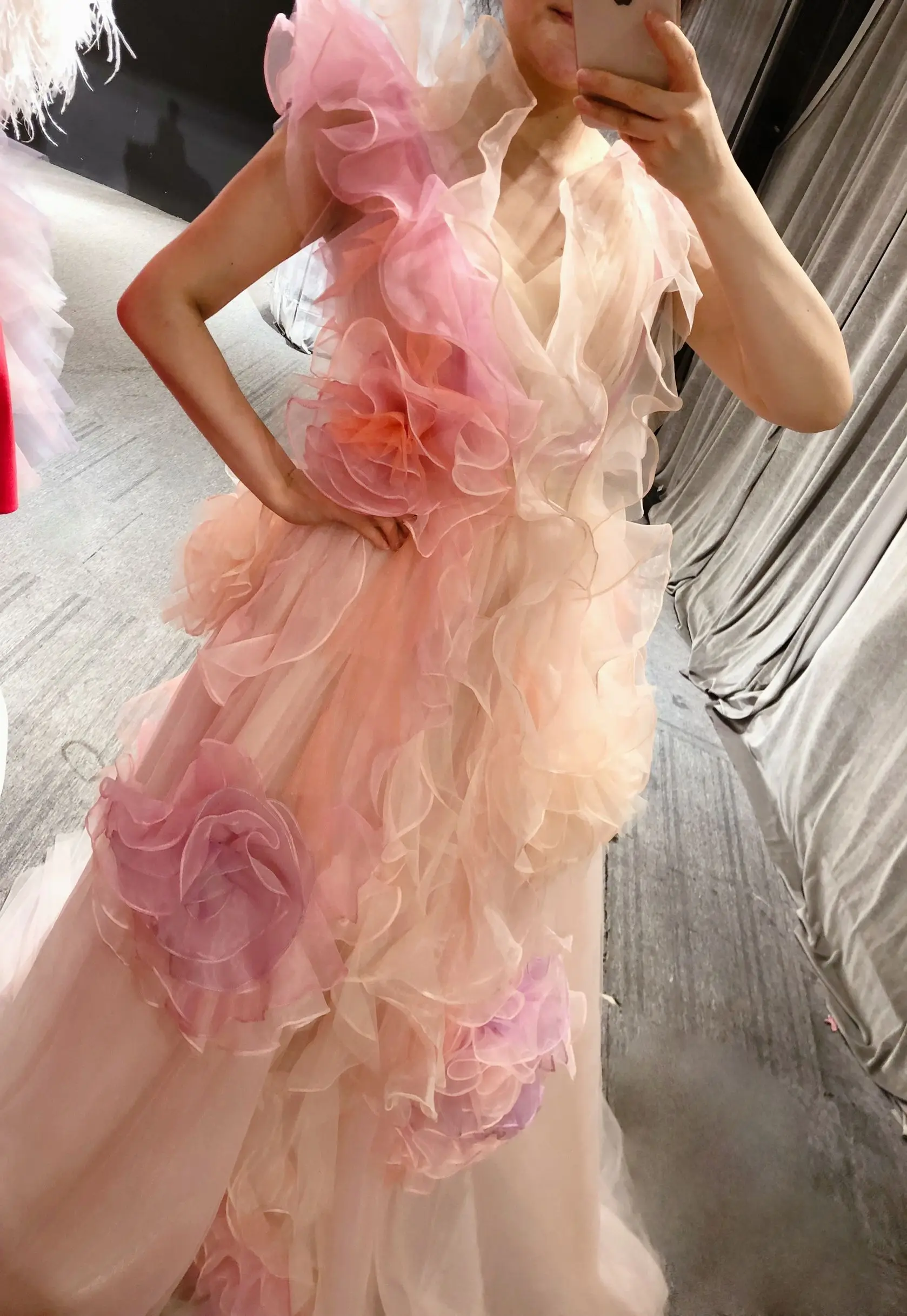 Marchesa Dress | Evening Dress - Pink High Quality Floor Length 