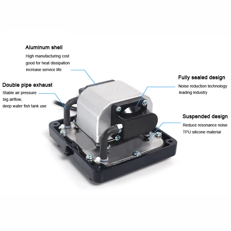 Hailea V10/V20/V30/V60 Quiet Aquarium Oxygenation Pump Fish Tank