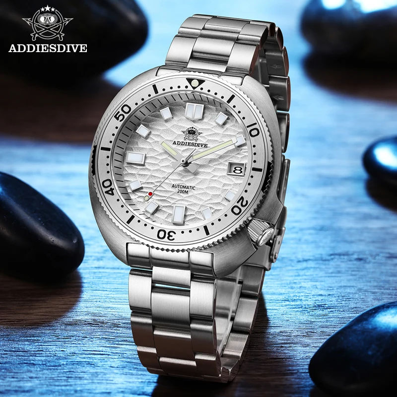 ADDIESDIVE automatyczny zegarek mechaniczny męski zegarek srebrny Premium Business casualowy zegarek męski NH35A 316L ze stali nierdzewnej