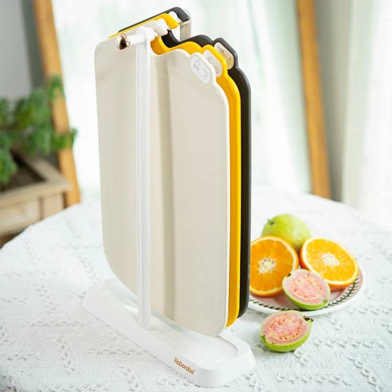 

Label Classification Non-Slip Antibacterial Chopping Board with Base Three-Color Chopping Board Set