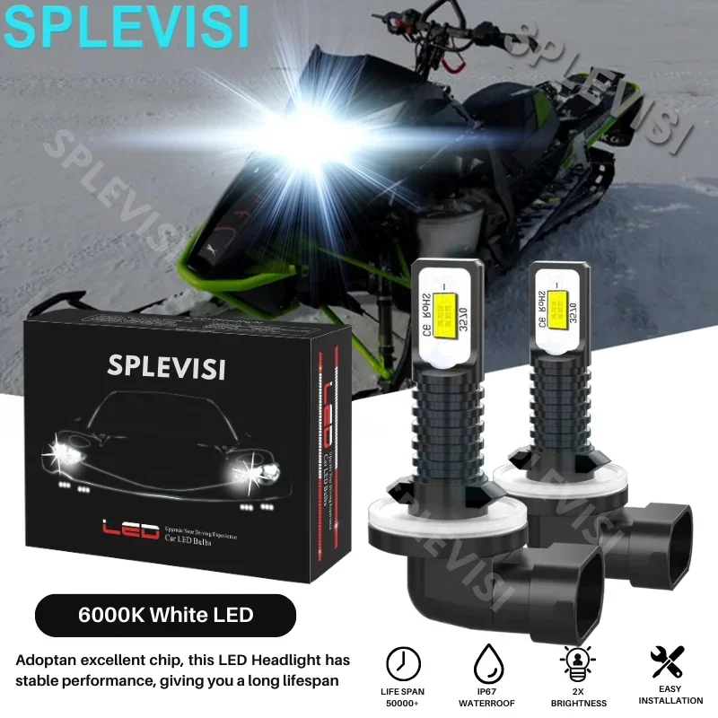 LED Bulbs 8000LM 6000K 70W White 2X For Arctic Cat 650 V2 4X4 AUTO 2004 For Arctic Cat  2014 SNO PRO 500 2010 LED Headlight