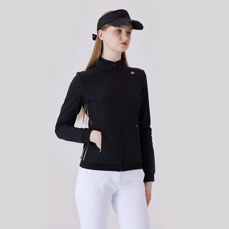 AW Golf Autumn and Winter Jacket Ladies Sports Elastic Slim-fit Stand-up Collar Waterproof Coat Women's Fleece Windbreaker