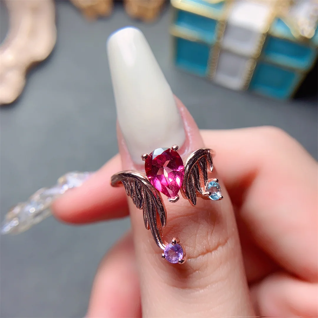 L'Anello Di Moda Con Pietra Preziosa Naturale Topazio Rosa 5*7Mm È Un Vero Regalo In Argento Sterling 925 Con Pietre Preziose Per Le Donne