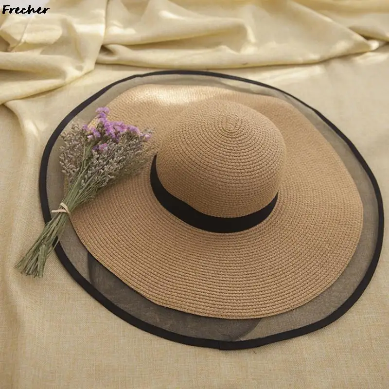 

Women Lace Straw Hat Summer Bohemia Sun Hats UV Protection Beach Panama Large Brim Party Chapeau French Trendy Travel Cap 2023