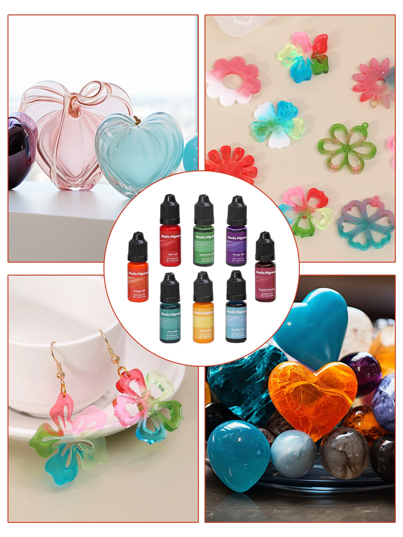 10ML Solid Color Epoxy Resin Pigments Set Liquid Colorant Dye DIY Epoxy Resin Pigment Handmade Crafts For Molds Dyeing