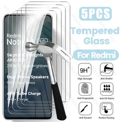 5-Pack Full Coverage Protective Tempered Glass Phone Cases for Redmi Note 13 4G (Transparent)