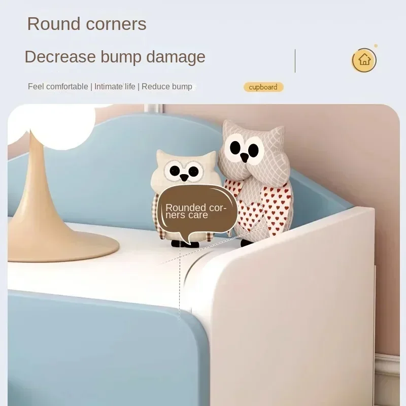 Modern Nightstand with Double Drawers Cute Kid's Bedside Table Multi-Functional White Cabinet for Girls' Bedrooms nightstands set
