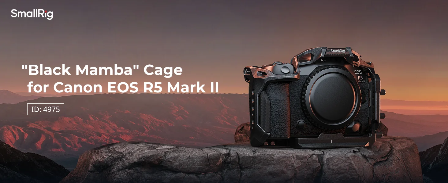 R5 Mark II "Black Mamba" Camera Cage for Canon EOS R5 Mark II, with Cold Shoe Qu