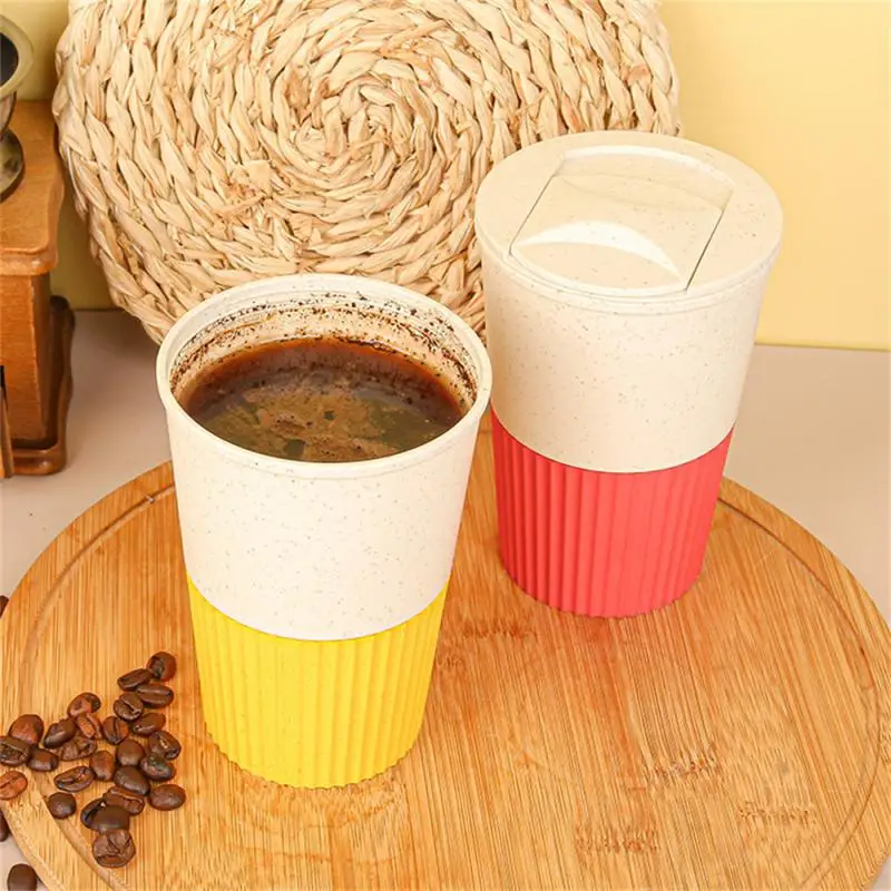

Wheat Straw Coffee Cup With Lid, Home Portable, High Beauty Ins Accompanying Cup, Commercial Large Capacity Cup