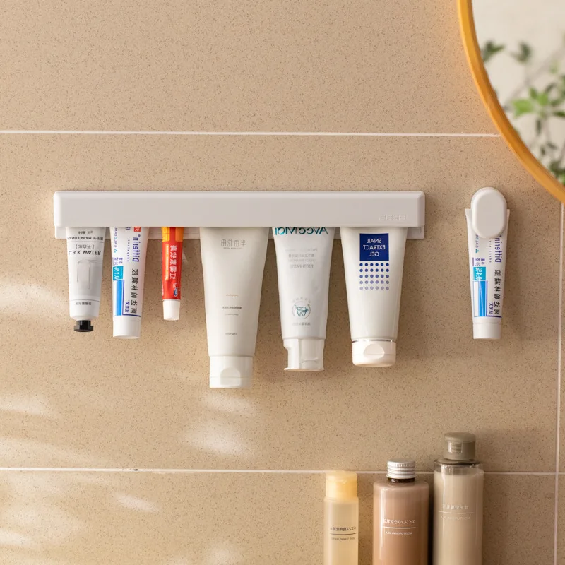 Wall-Mounted No Drill Toothpaste Squeezer Holder, Non-Slip Shower Organizer for Bathroom &ndash; Long Design Convenient