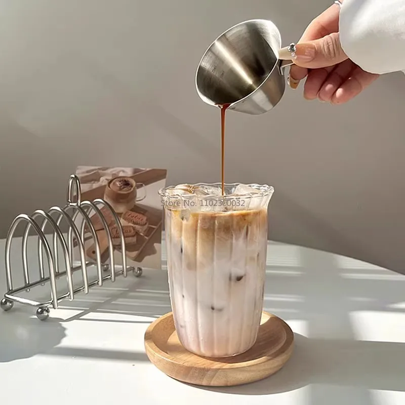 Transparent Ribbed Latte Coffee Glass Cup Cocktail Glasses Vertical Grain Phnom Penh Glass Water Cup Juice Coffee Whiskey Cups glass cup