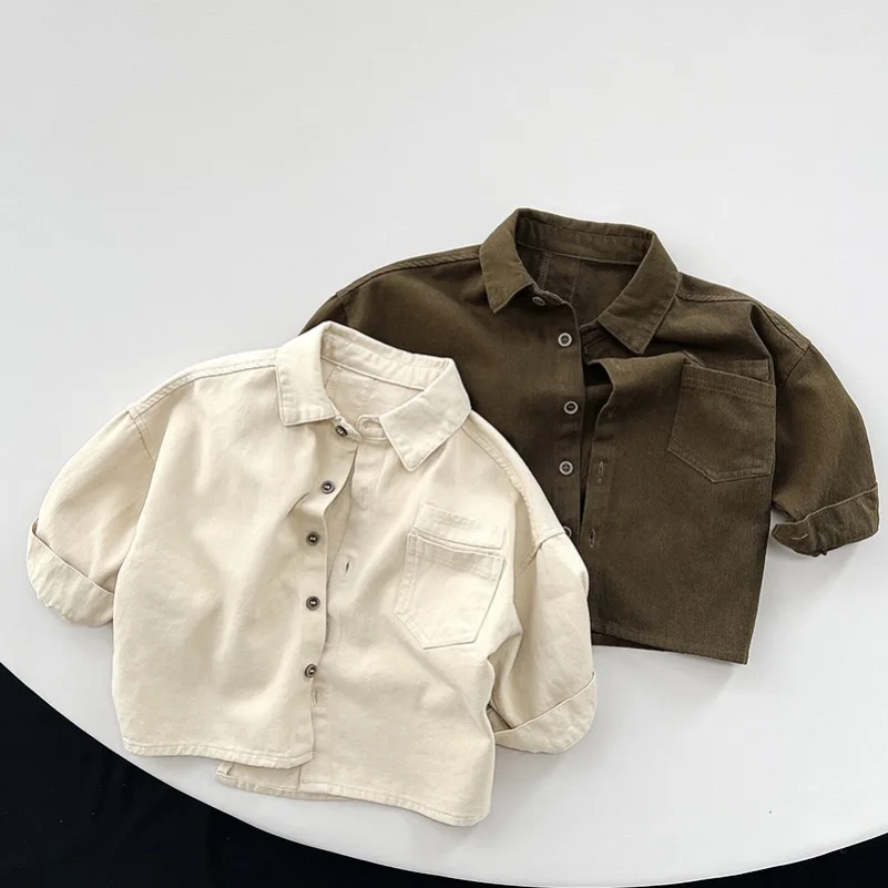 Children's Retro Personalized Korean Edition Shirt for Boys and Girls Versatile Forest Series Cardigan Coat Children's Clothing